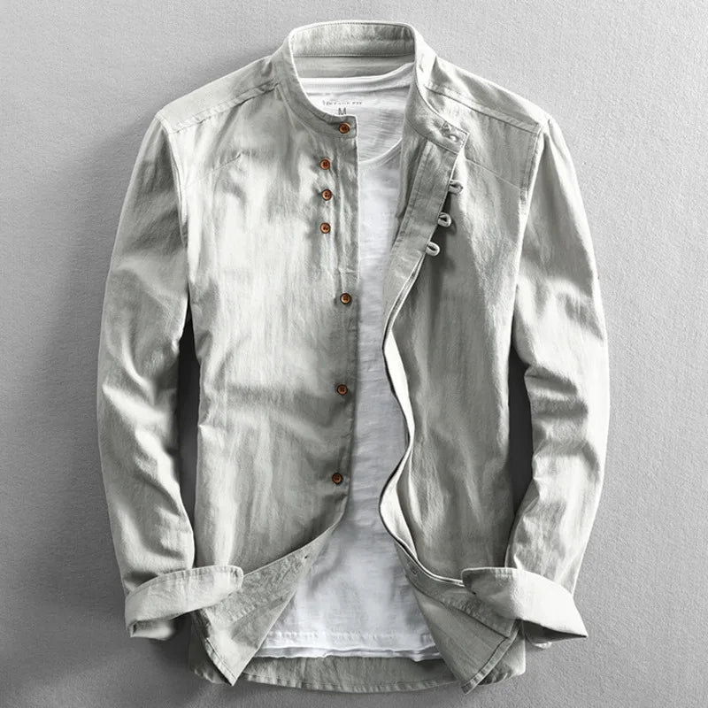 Japan Style Mens Linen Cotton Shirt