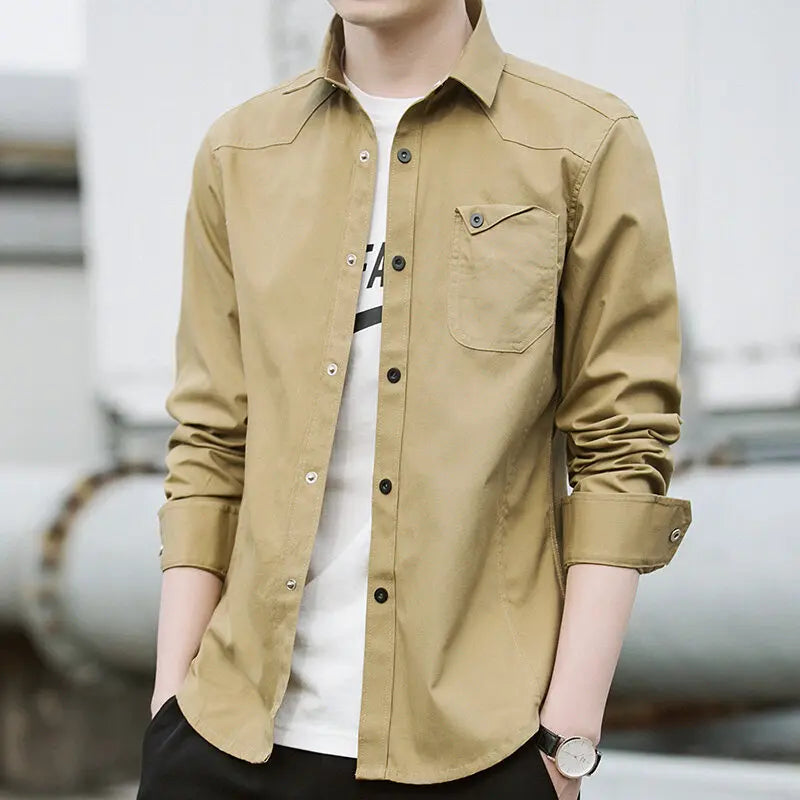 Korean Trend Handsome Versatile Military Coat Shirt Men