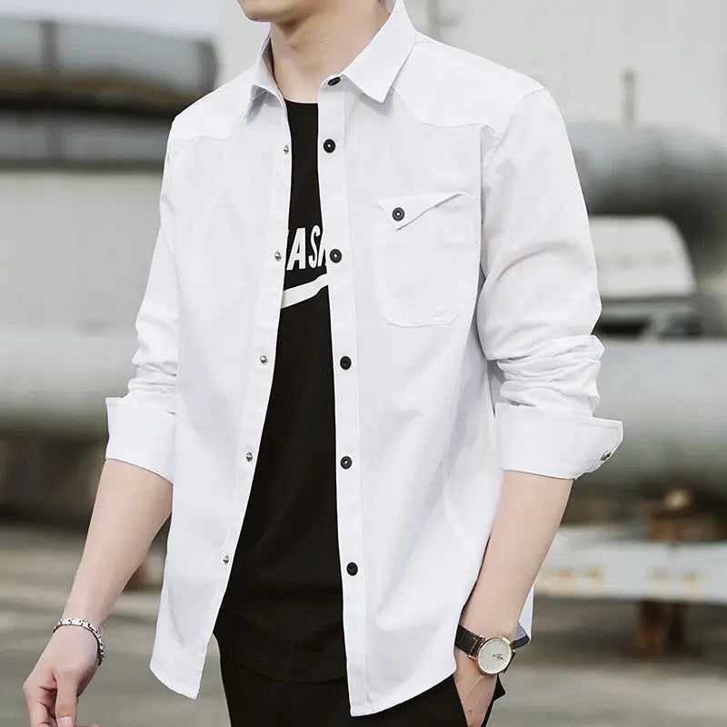 Korean Trend Handsome Versatile Military Coat Shirt Men