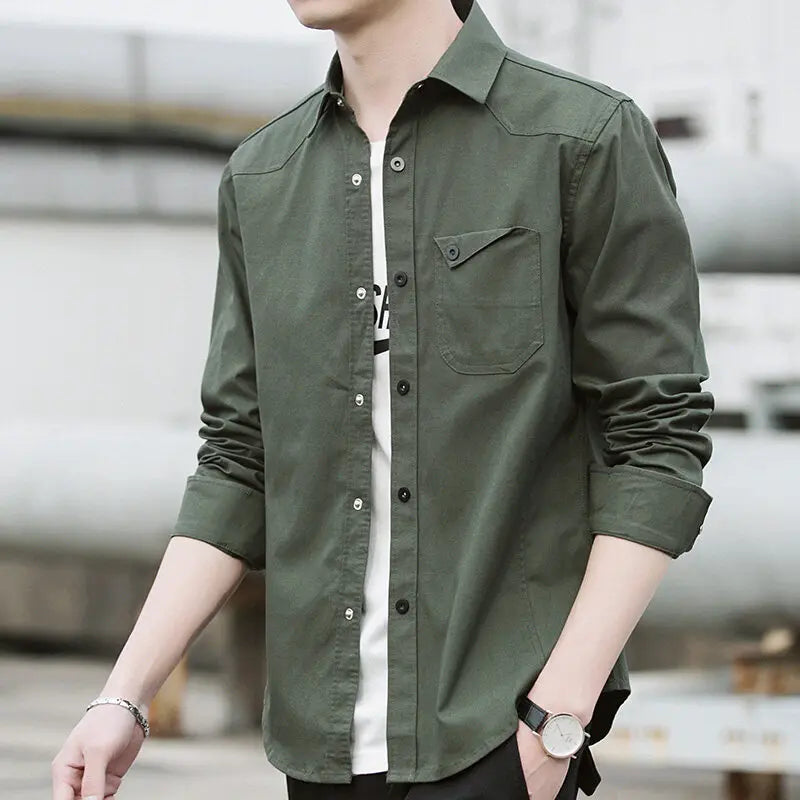 Korean Trend Handsome Versatile Military Coat Shirt Men