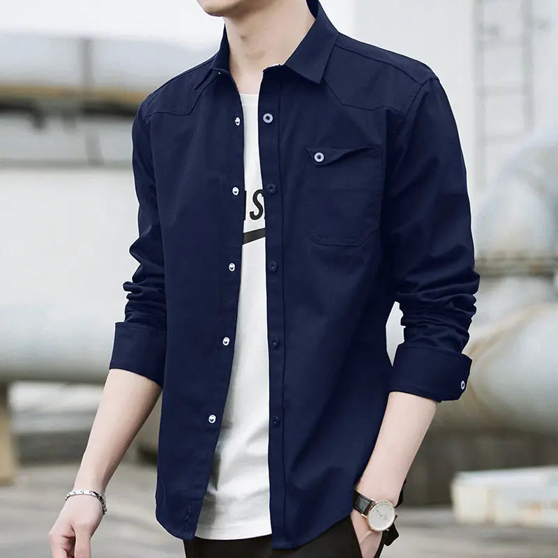 Korean Trend Handsome Versatile Military Coat Shirt Men