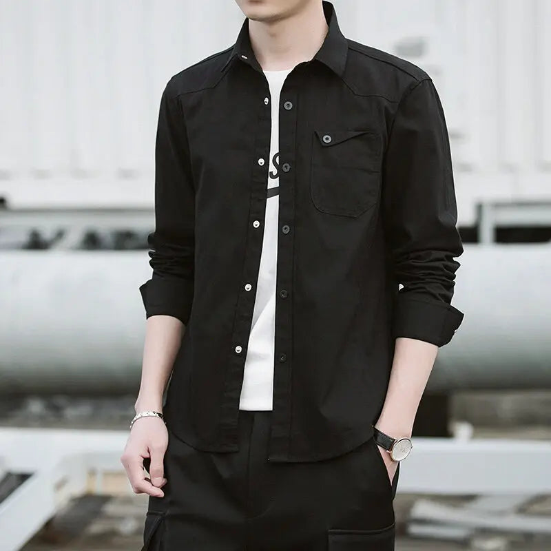 Korean Trend Handsome Versatile Military Coat Shirt Men