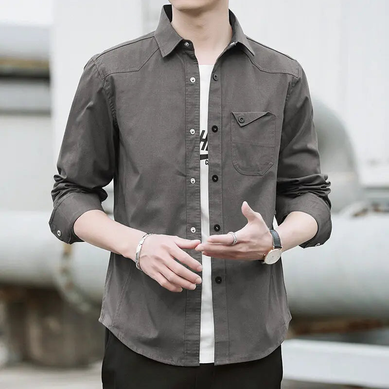 Korean Trend Handsome Versatile Military Coat Shirt Men