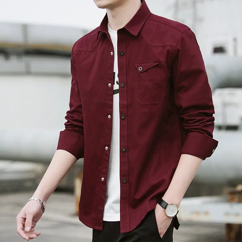 Korean Trend Handsome Versatile Military Coat Shirt Men