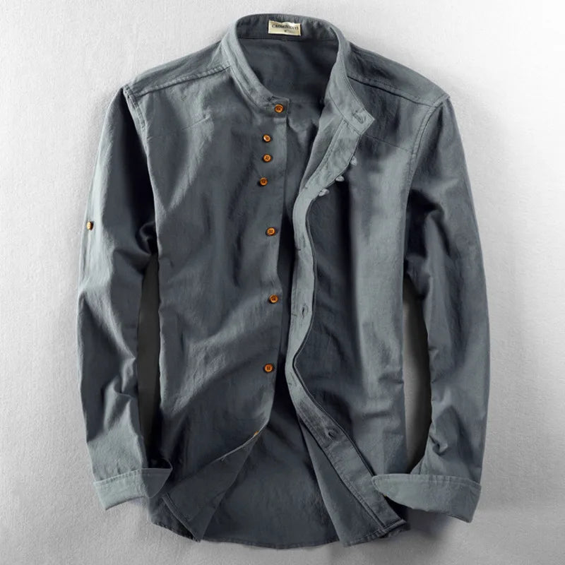 Japan Style Mens Linen Cotton Shirt