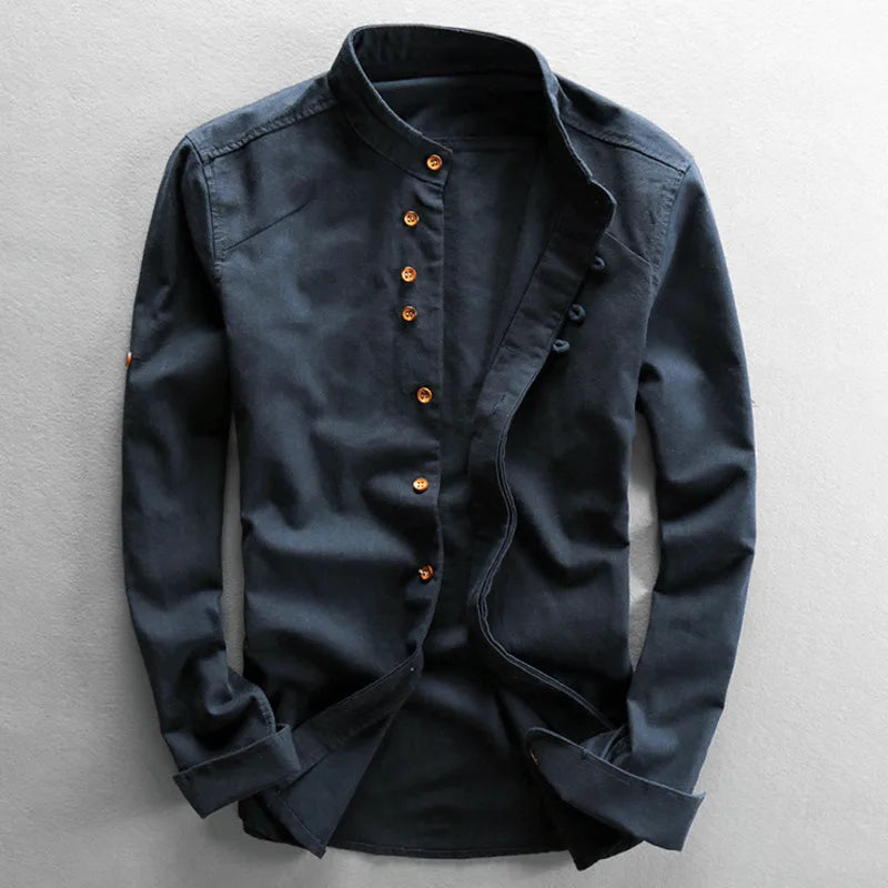 Japan Style Mens Linen Cotton Shirt