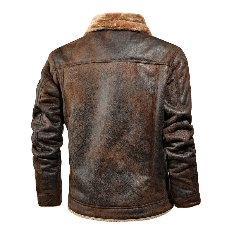 Men Autumn Winter Leather Bomber Jacket